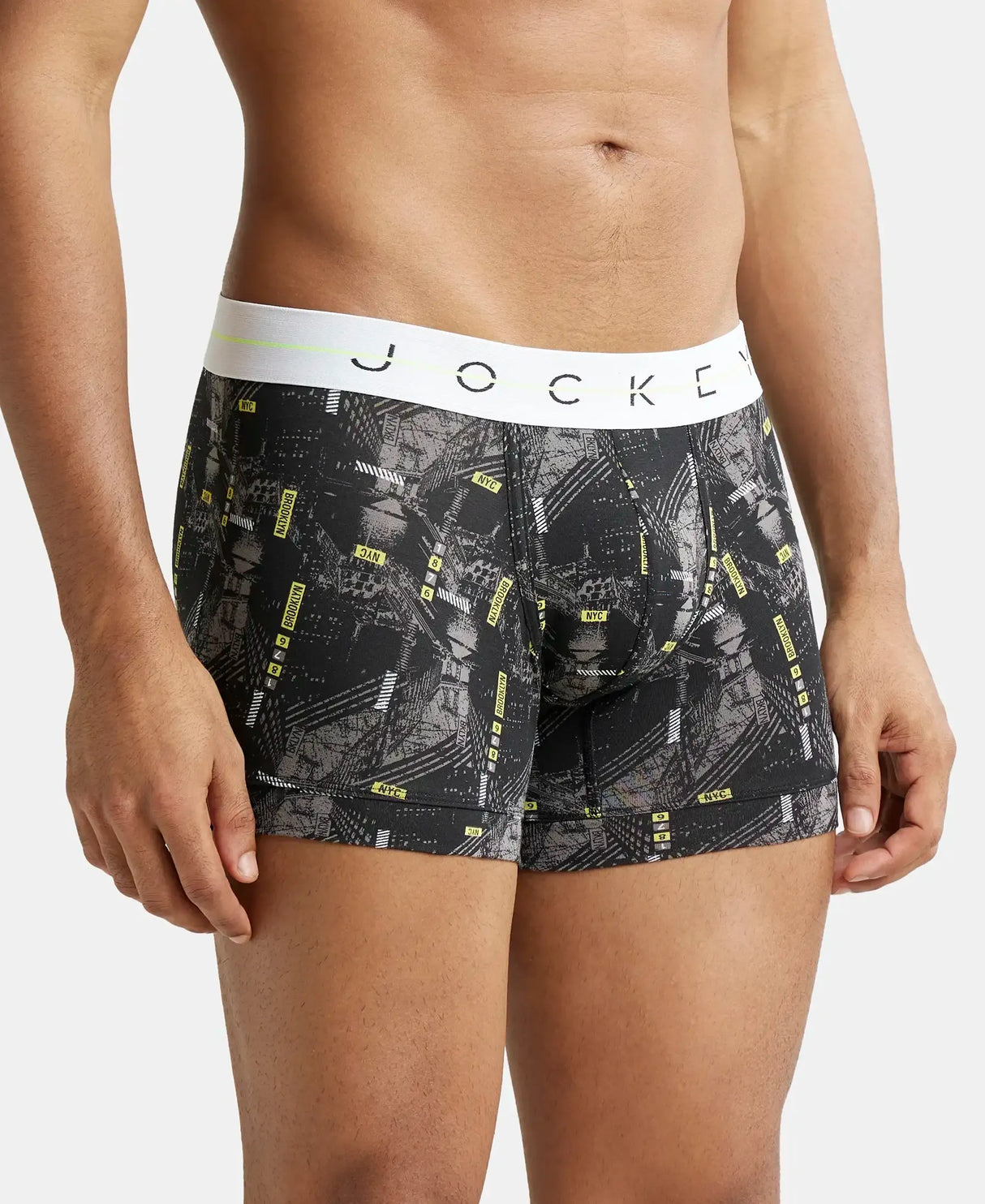 JOCKEY Super Combed Cotton Printed Trunk with Ultrasoft Waistband #NY02- Black