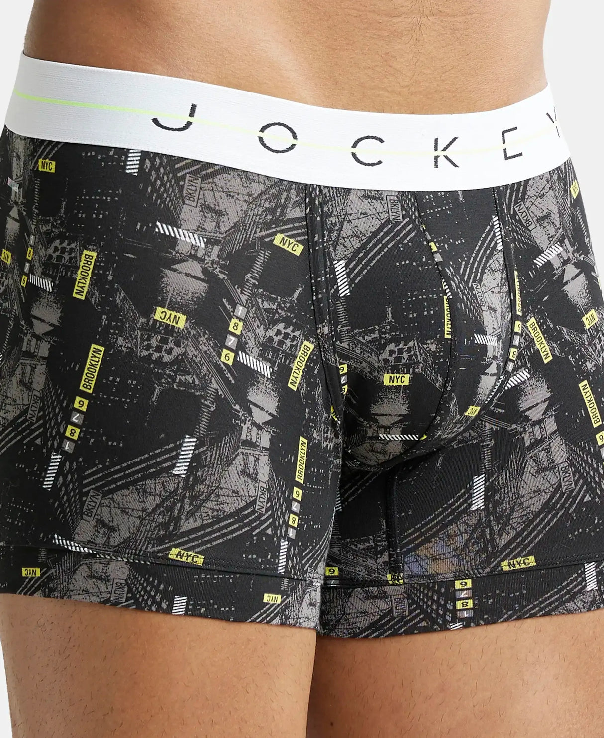 JOCKEY Super Combed Cotton Printed Trunk with Ultrasoft Waistband #NY02- Black