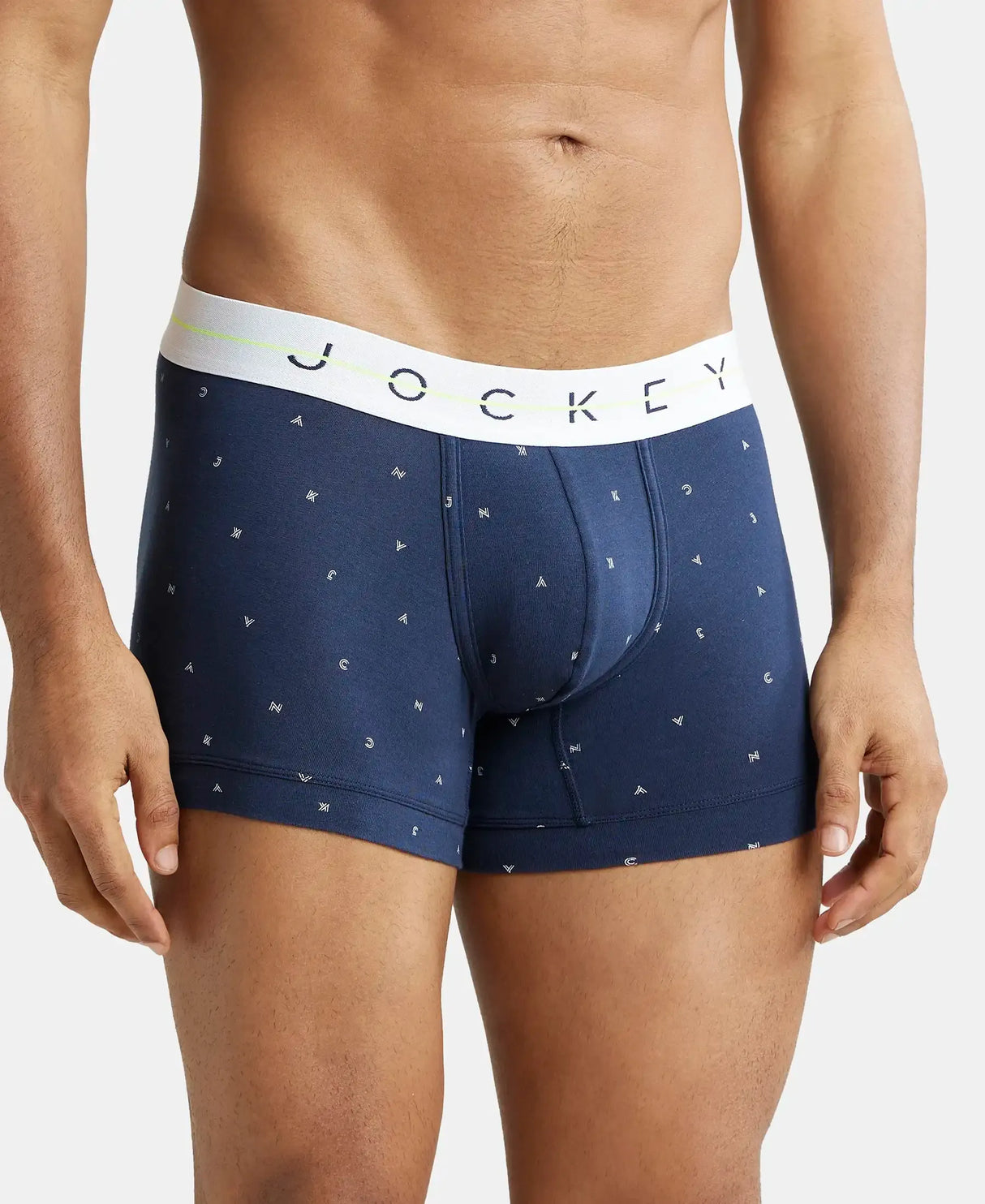 JOCKEY Super Combed Cotton Printed Trunk with Ultrasoft Waistband #NY02- Navy & White