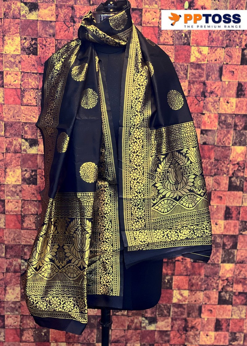 Banarasi Silk Printed Dupatta- Black