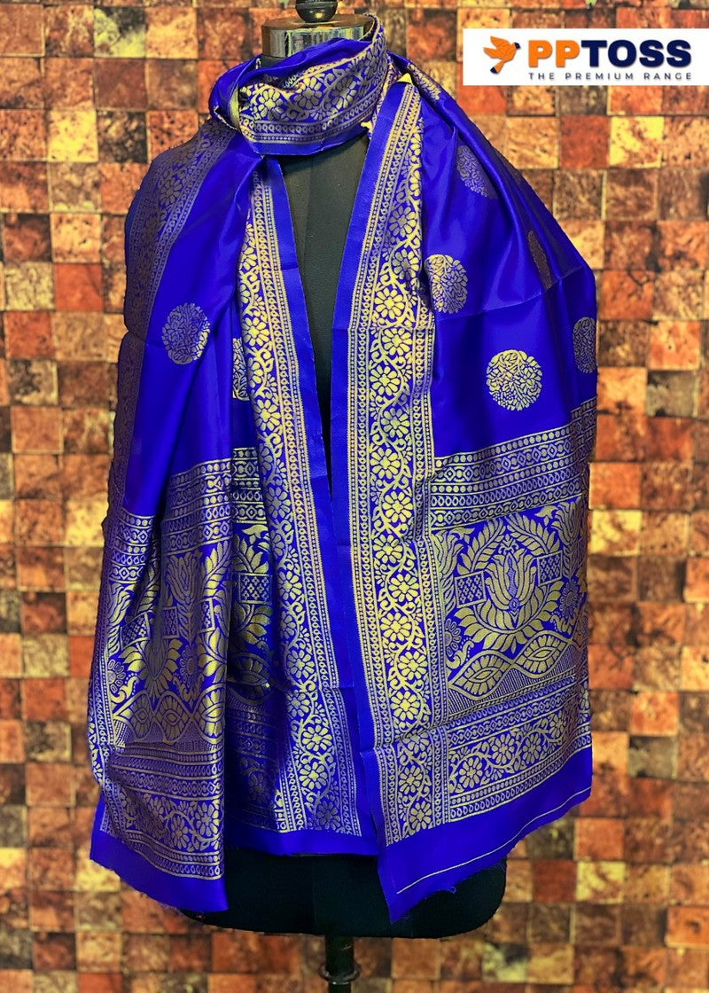 Banarasi Silk Printed Dupatta- Royal Blue