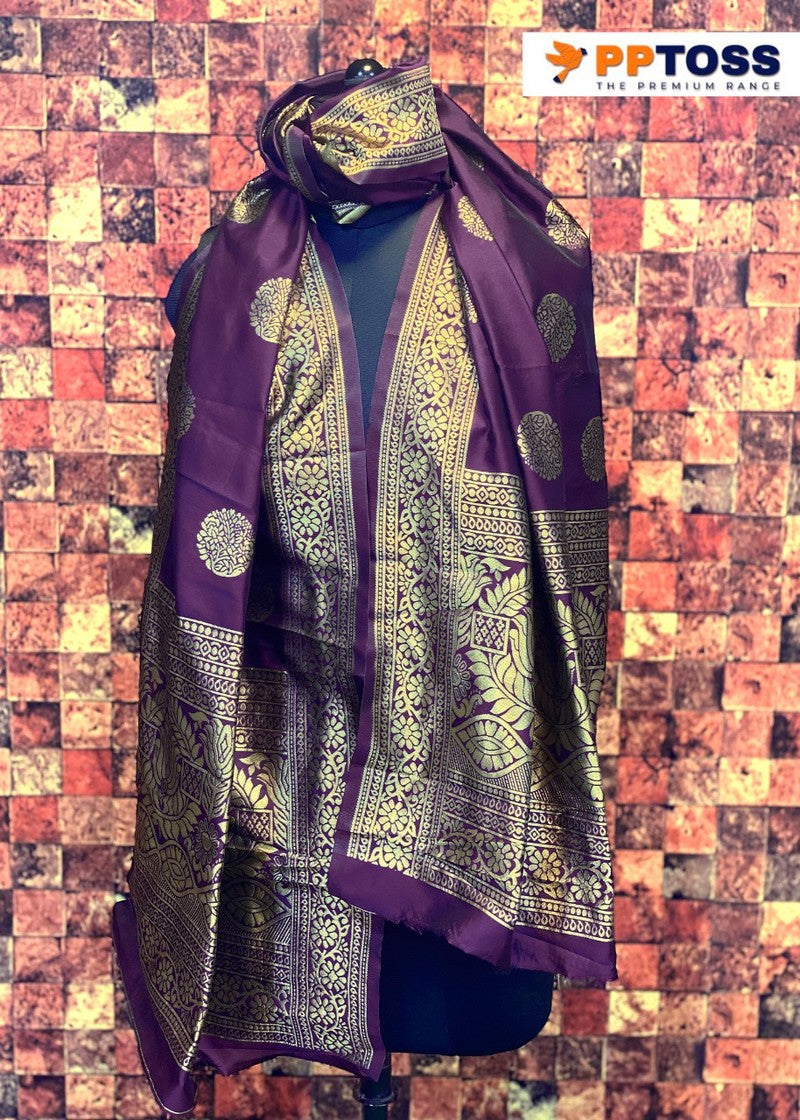 Banarasi Silk Printed Dupatta- Purple