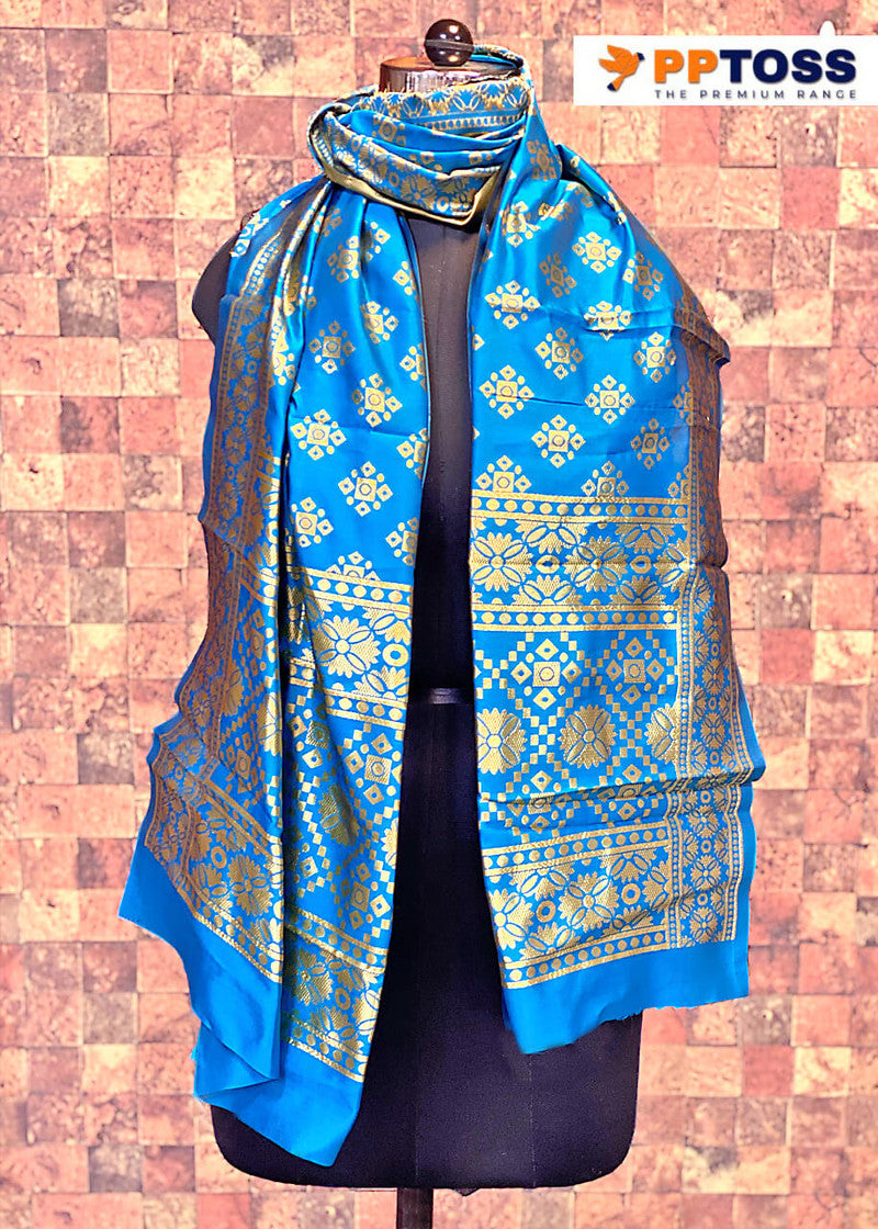 Banarasi Silk Printed Dupatta - Blue