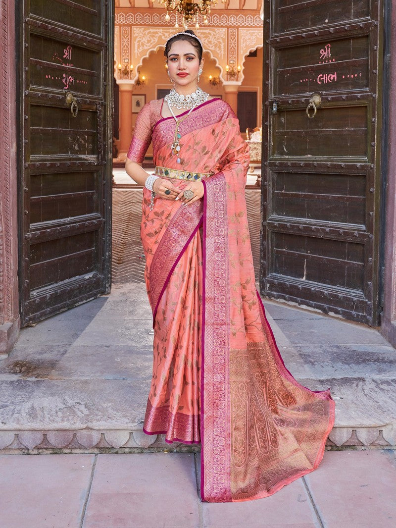 RACHNA - Cotton Silk Banarasi Zari Weaving Work Saree With Blouse