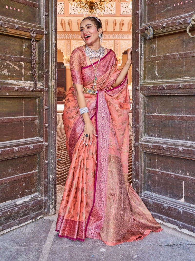 RACHNA - Cotton Silk Banarasi Zari Weaving Work Saree With Blouse