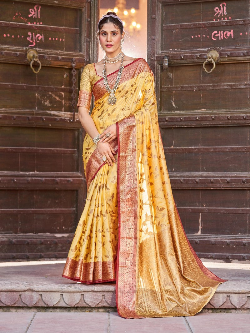 RACHNA - Cotton Silk Banarasi Zari Weaving Work Saree With Blouse