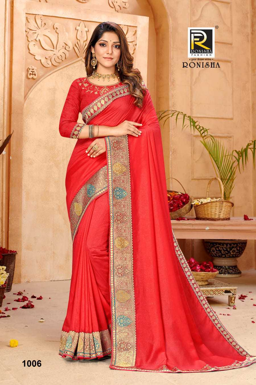 Silk Ranjna Captain Saree - New Red