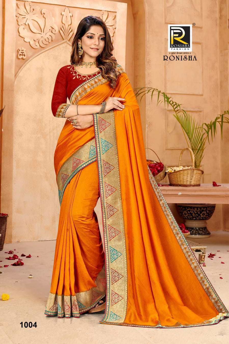 Silk Ranjna Captain Saree - Orange