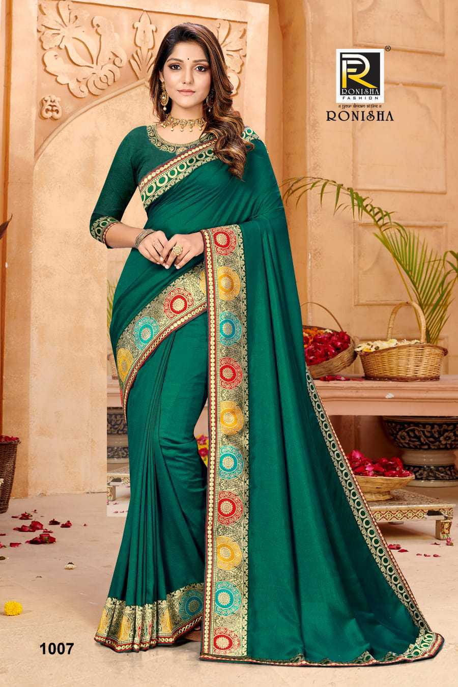 Silk Ranjna Captain Saree - Green