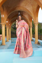 RACHNA - Silk Blend Banarasi Zari Weaving Work Saree With Blouse