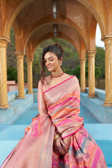 RACHNA - Silk Blend Banarasi Zari Weaving Work Saree With Blouse