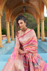 RACHNA - Silk Blend Banarasi Zari Weaving Work Saree With Blouse