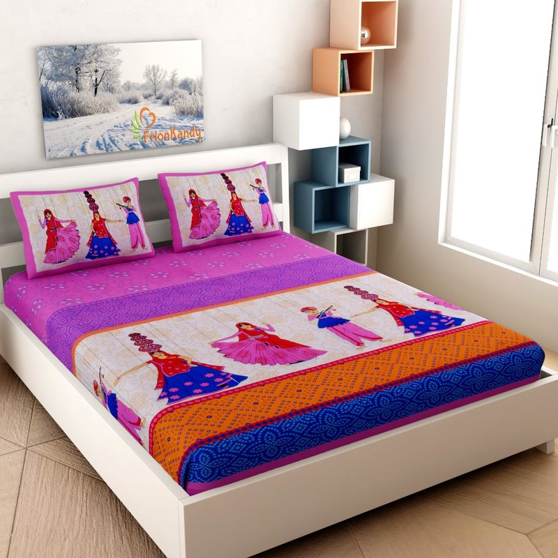 Multi Color Premium Pure Cotton Printed Double Bedsheet