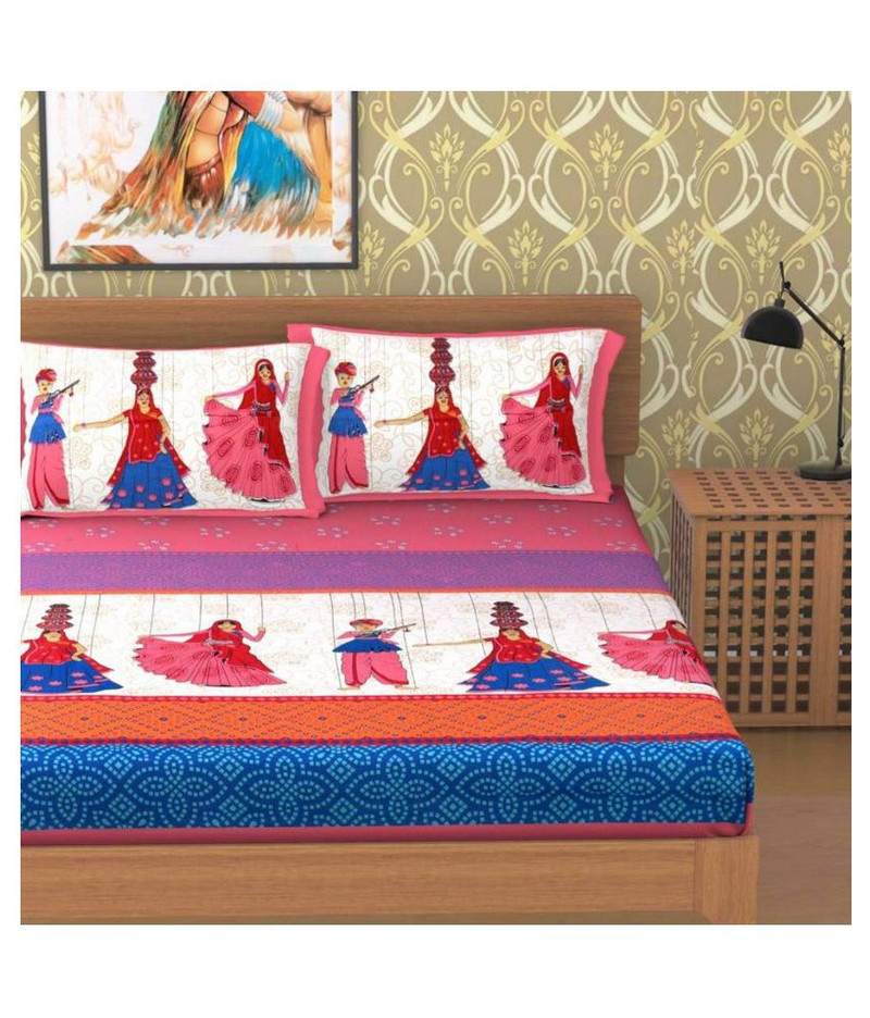 Multi Color Premium Pure Cotton Printed Double Bedsheet