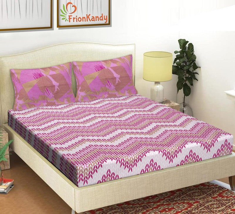 Purple Premium Pure Cotton Printed Double Bedsheet