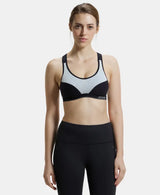 Wirefree Full Coverage Active Bra #1378 - Steel Grey & Black