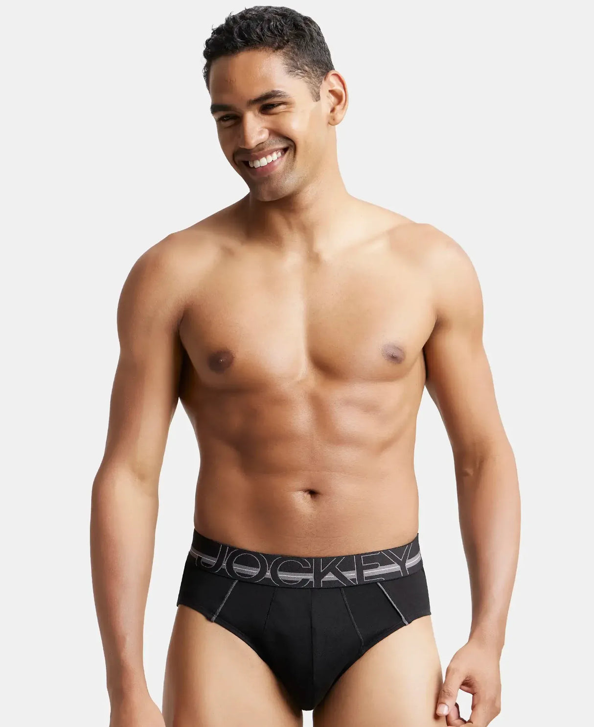 JOCKEY Super Combed Cotton Solid Brief with Ultrasoft Waistband #US14- Black