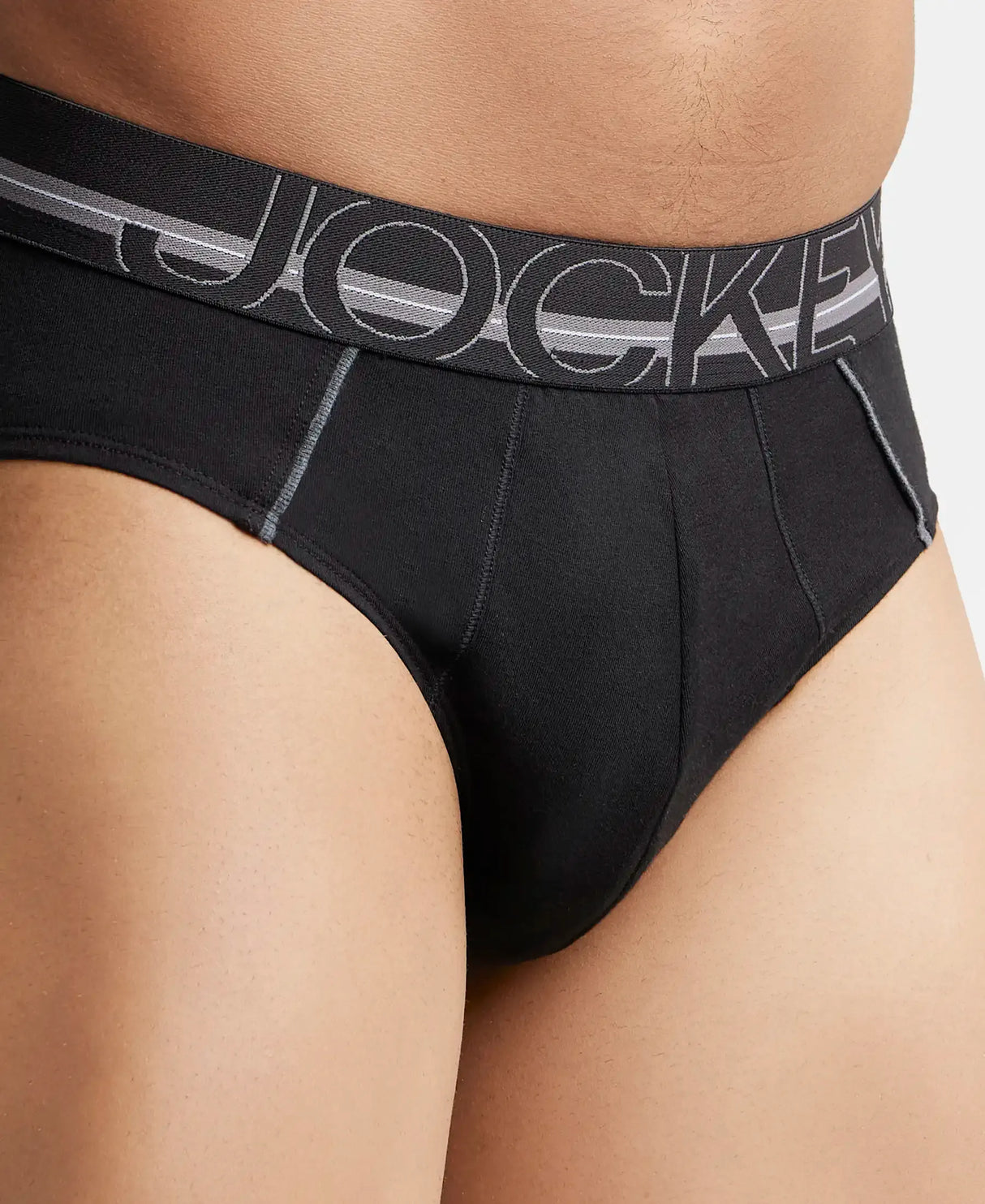 JOCKEY Super Combed Cotton Solid Brief with Ultrasoft Waistband #US14- Black