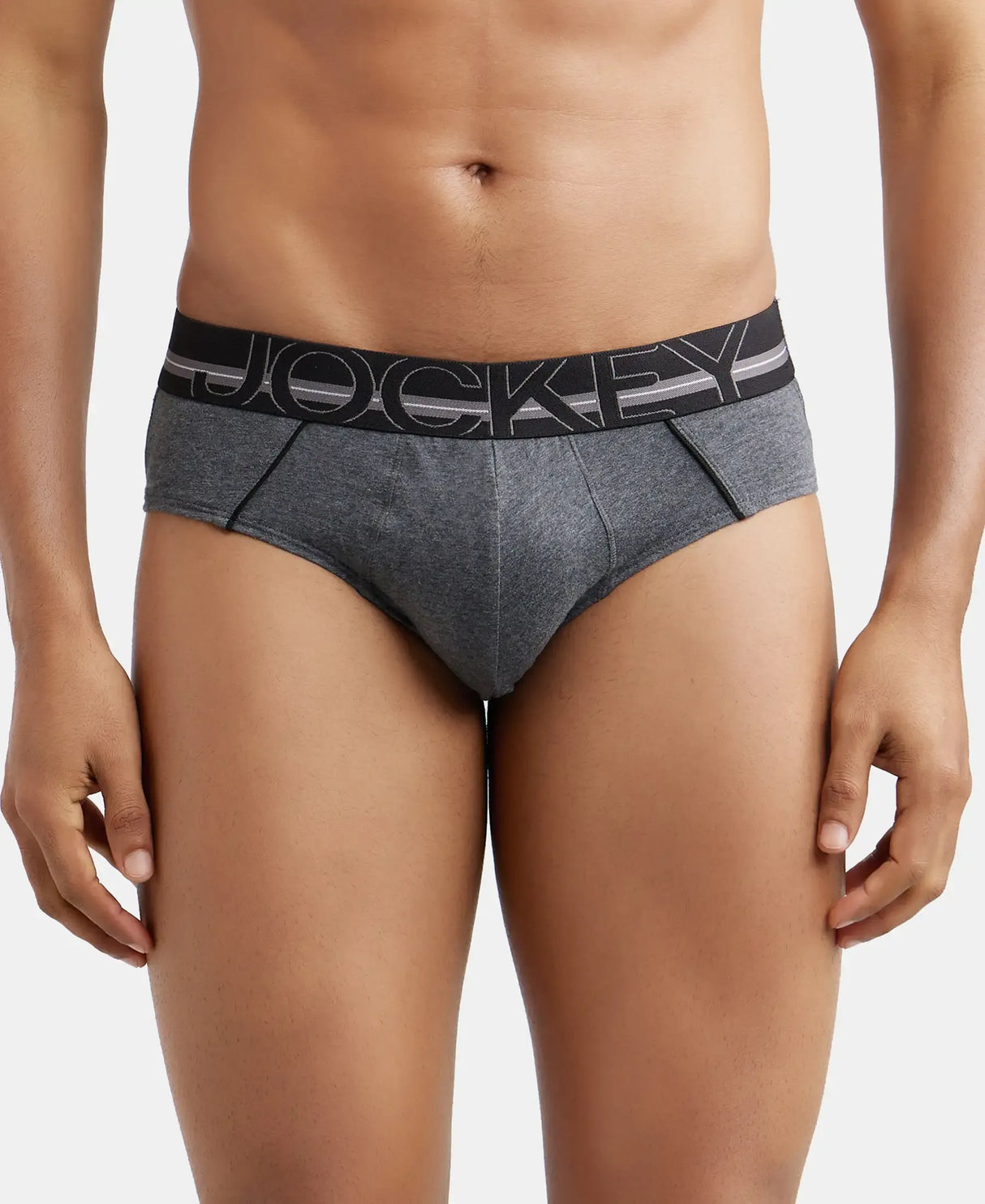 JOCKEY Super Combed Cotton Solid Brief with Ultrasoft Waistband #US14- Charcoal Melange