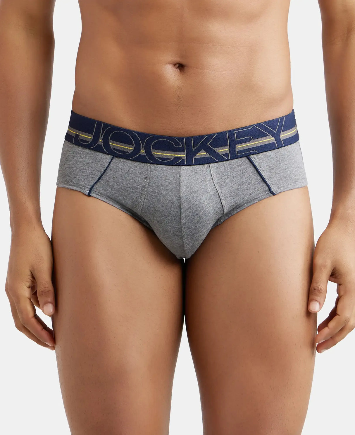 JOCKEY Super Combed Cotton Solid Brief with Ultrasoft Waistband #US14- Grey Melange