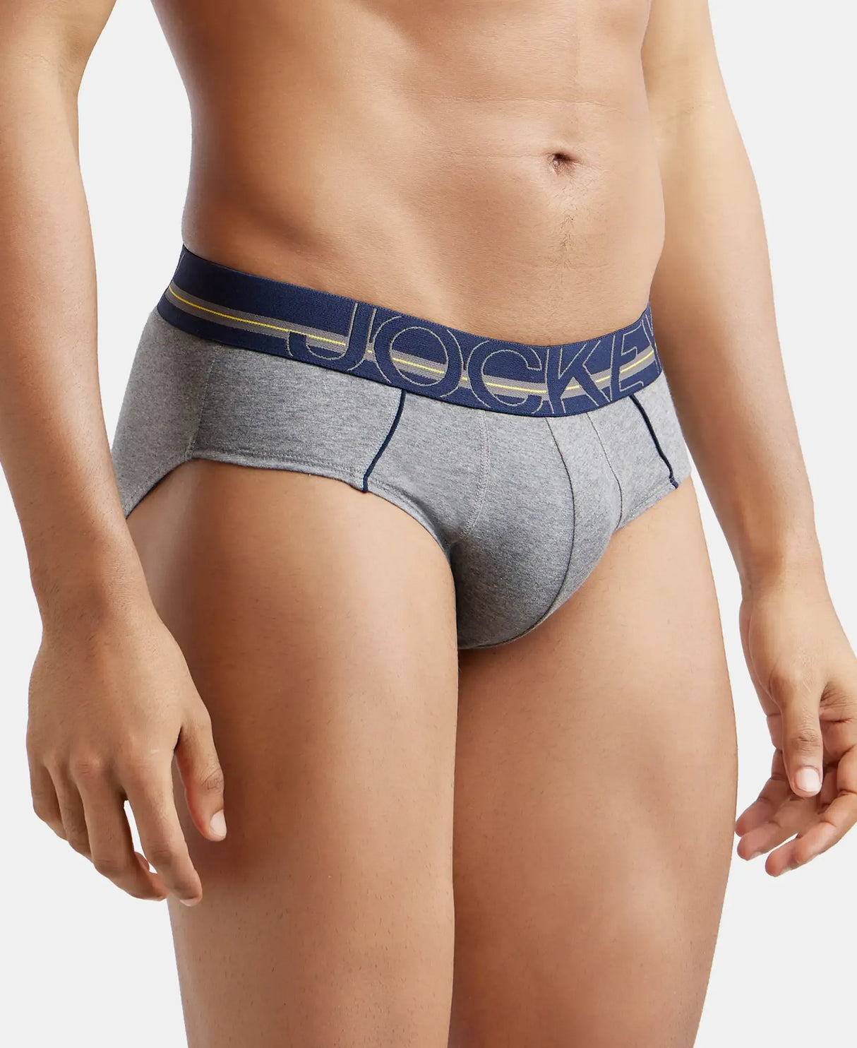 JOCKEY Super Combed Cotton Solid Brief with Ultrasoft Waistband #US14- Grey Melange