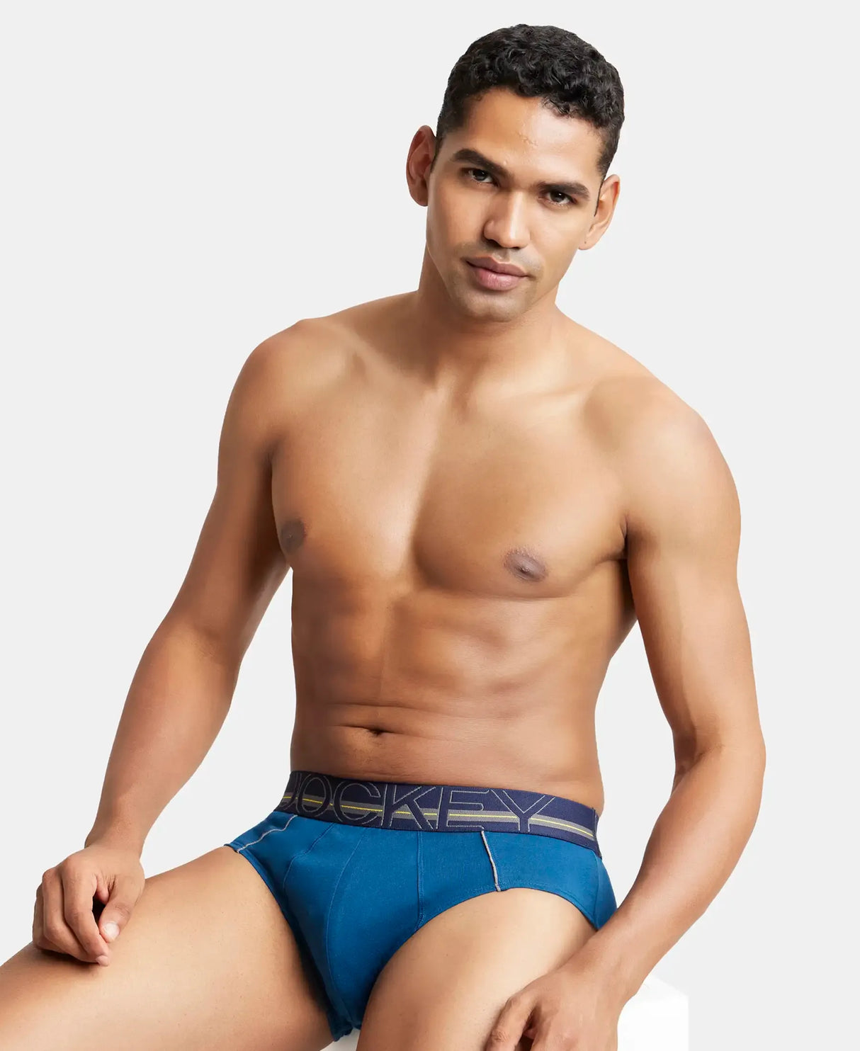 JOCKEY Super Combed Cotton Solid Brief with Ultrasoft Waistband #US14- Poseidon