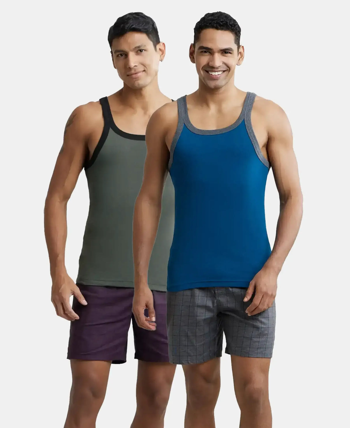 Super Combed Cotton Rib Square Neck Gym Vest US27 - Assorted (Pack of 2)