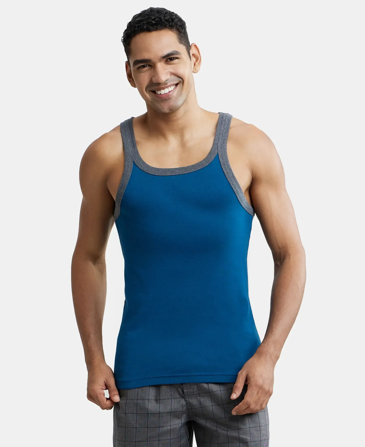 Super Combed Cotton Rib Square Neck Gym Vest US27 - Assorted (Pack of 2)