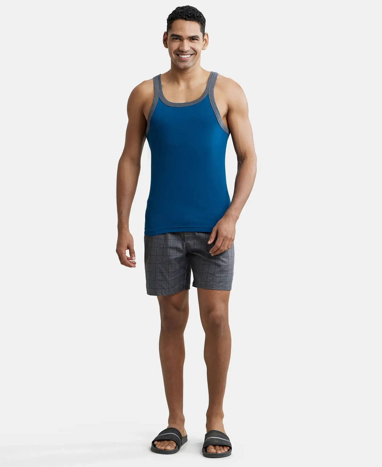 Super Combed Cotton Rib Square Neck Gym Vest US27 - Assorted (Pack of 2)