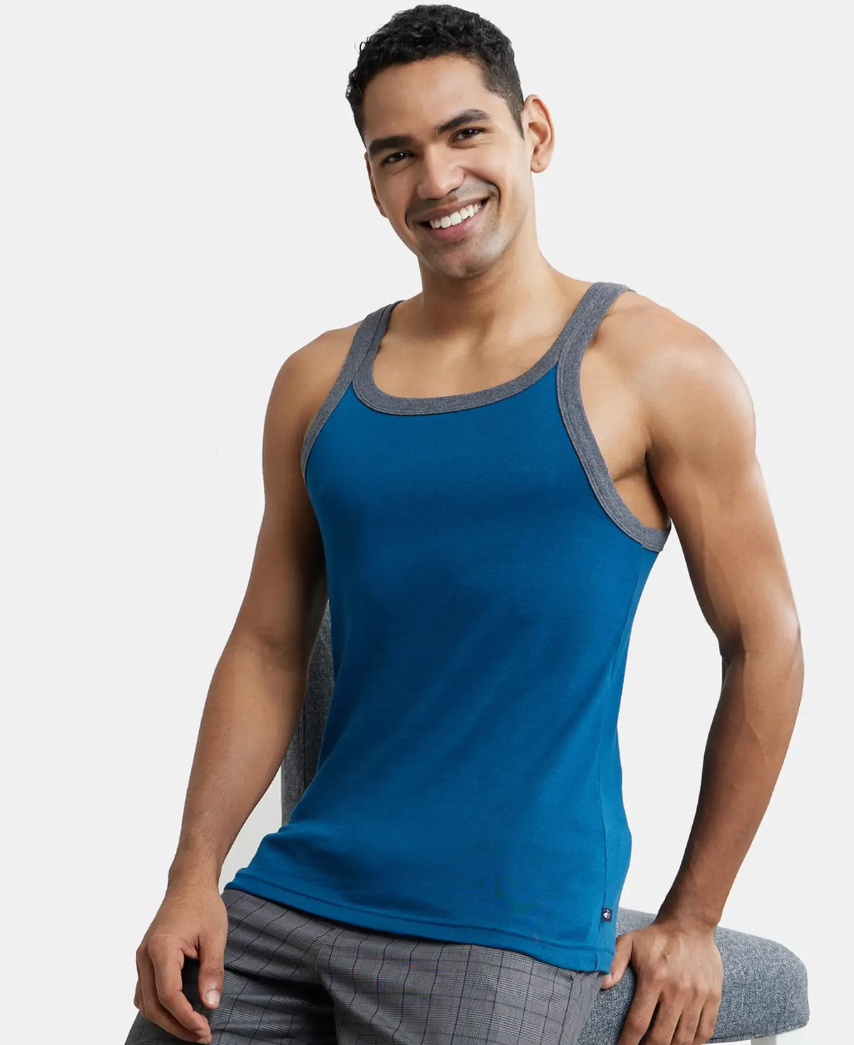 Super Combed Cotton Rib Square Neck Gym Vest US27 - Assorted (Pack of 2)