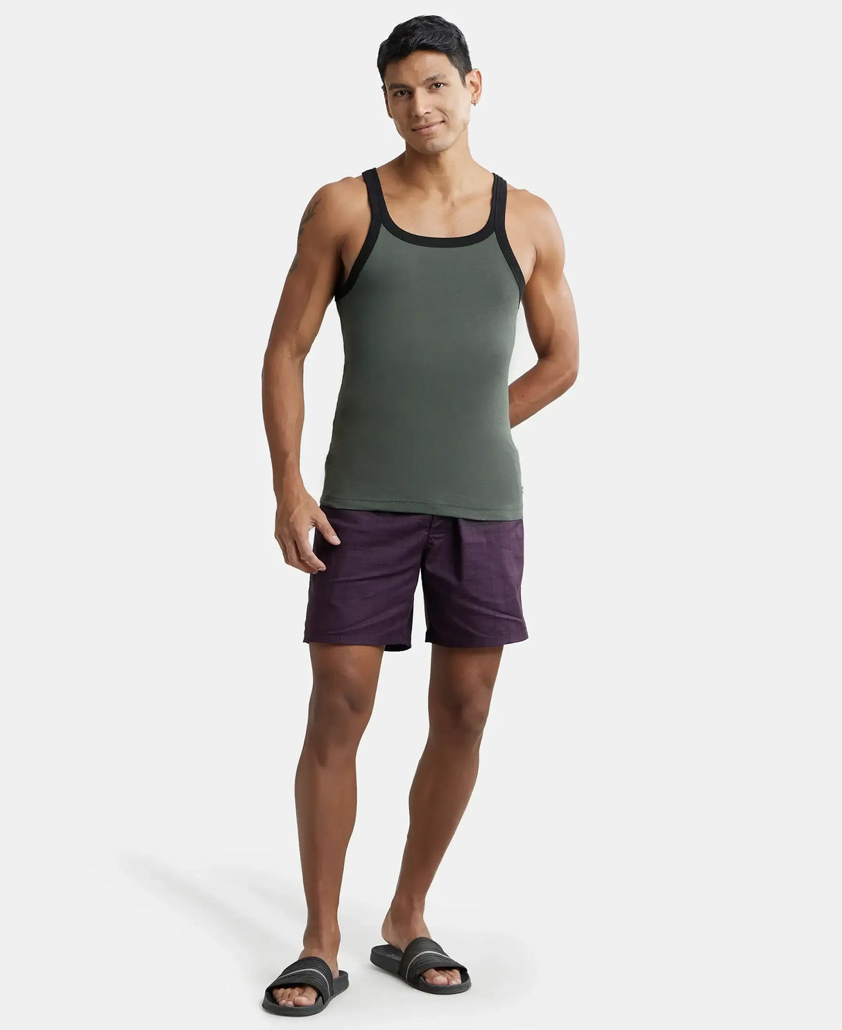 Super Combed Cotton Rib Square Neck Gym Vest US27 - Assorted (Pack of 2)