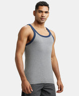 Super Combed Cotton Rib Square Neck Gym Vest #US27 - Mid Grey Mel & Reflecting Pond