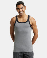 Super Combed Cotton Rib Square Neck Gym Vest #US27 - Mid Grey Mel & Reflecting Pond