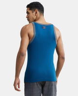 Super Combed Cotton Rib Square Neck Gym Vest #US27 - Poseidon With Assorted Bias