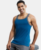 Super Combed Cotton Rib Square Neck Gym Vest #US27 - Poseidon With Assorted Bias