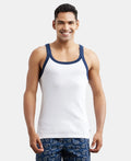 Super Combed Cotton Rib Square Neck Gym Vest #US27 - White