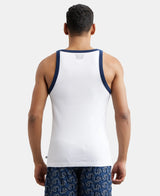 Super Combed Cotton Rib Square Neck Gym Vest #US27 - White