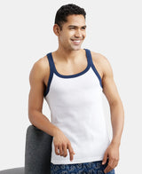 Super Combed Cotton Rib Square Neck Gym Vest #US27 - White