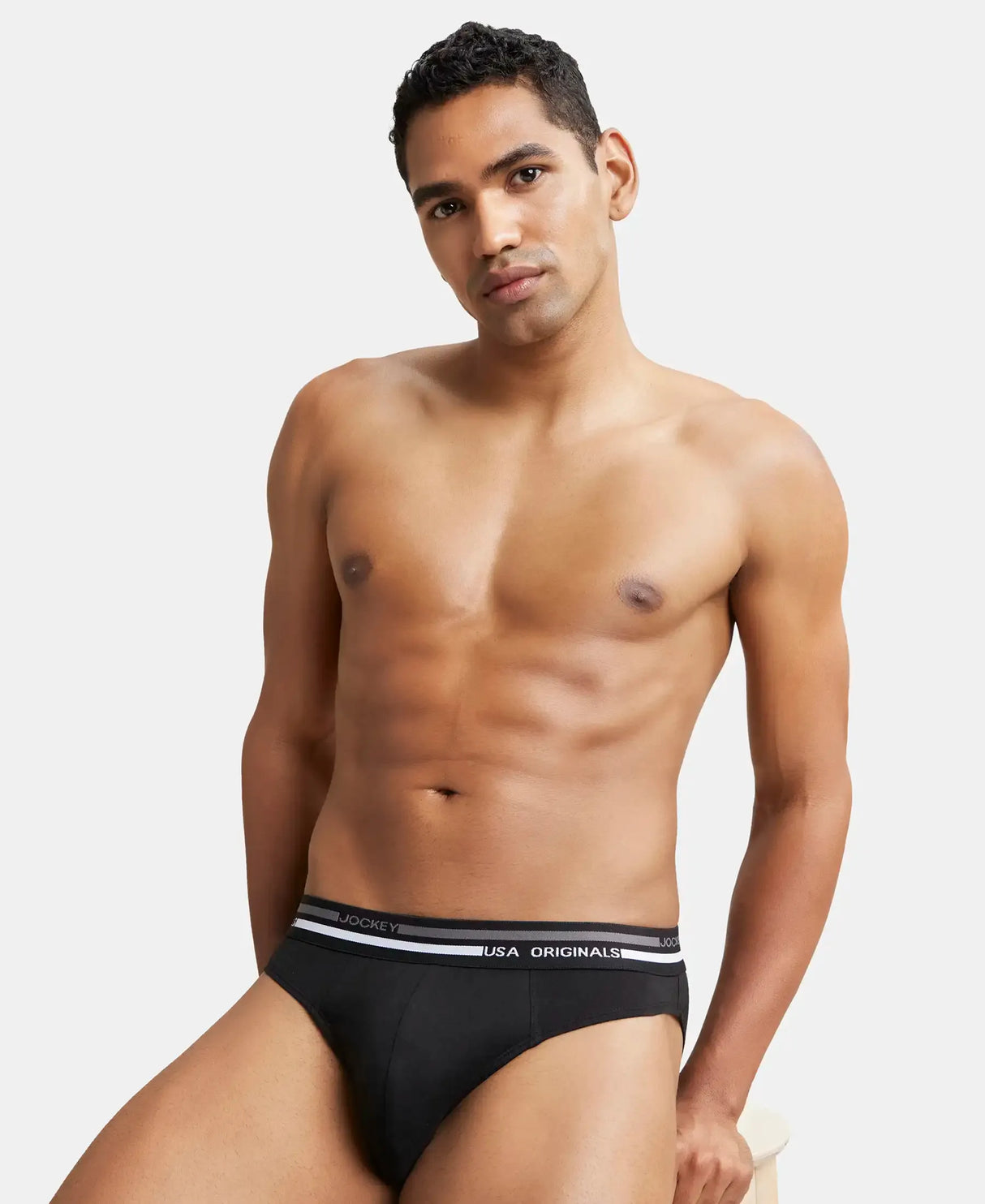 JOCKEY Solid Brief with Ultrasoft Waistband #US49- Black