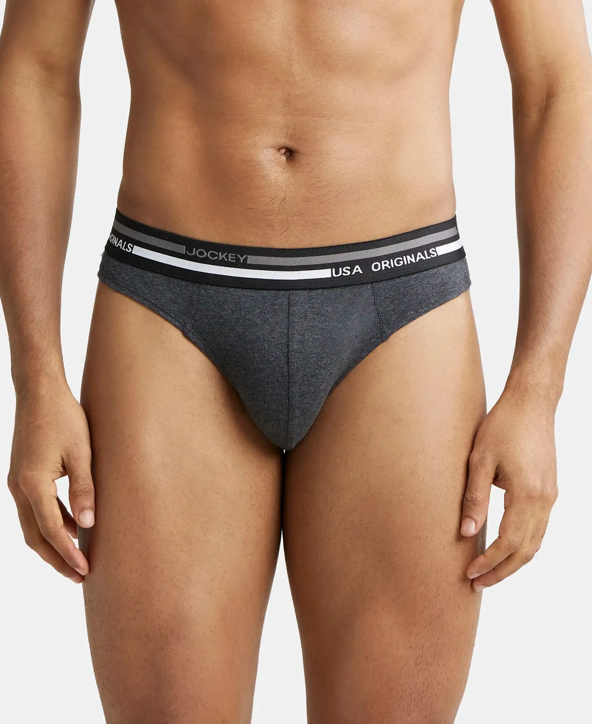 JOCKEY Solid Brief with Ultrasoft Waistband #US49- Black Melange