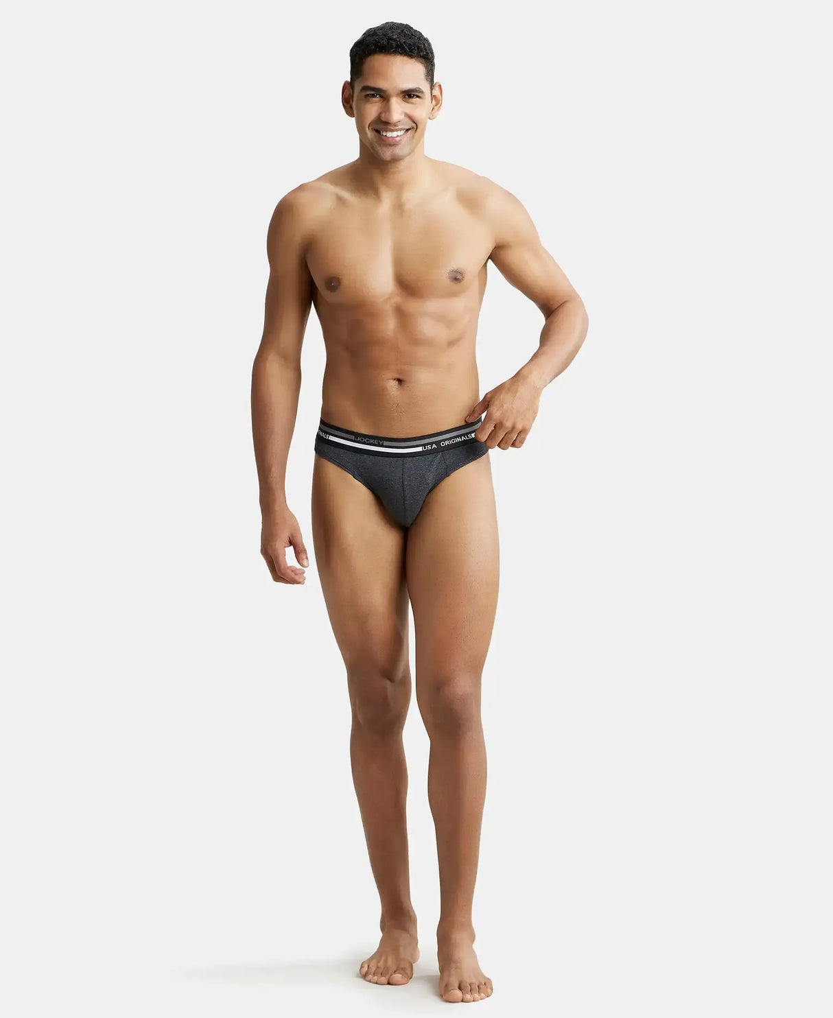 JOCKEY Solid Brief with Ultrasoft Waistband #US49- Black Melange