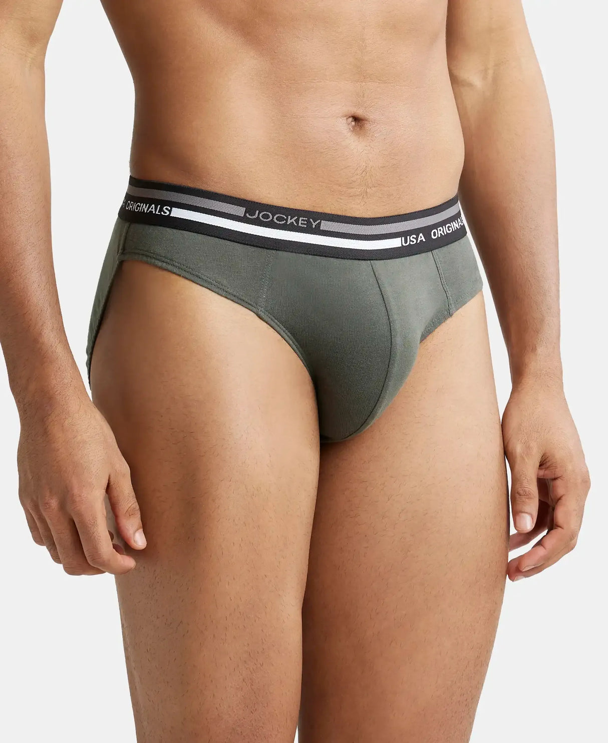 JOCKEY Solid Brief with Ultrasoft Waistband #US49- Deep Olive