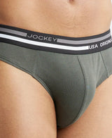 JOCKEY Solid Brief with Ultrasoft Waistband #US49- Deep Olive