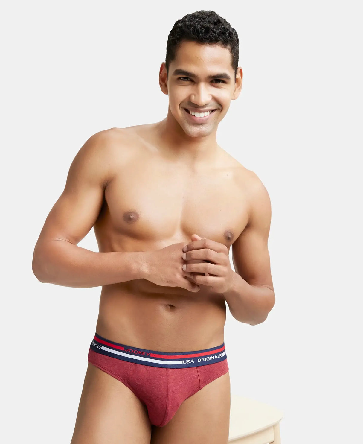 JOCKEY Solid Brief with Ultrasoft Waistband #US49- Red Melange