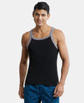 Super Combed Cotton Rib Square Neck Gym Vest with Graphic Print #US54