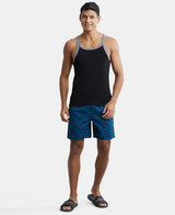 Super Combed Cotton Rib Square Neck Gym Vest with Graphic Print #US54