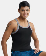 Super Combed Cotton Rib Square Neck Gym Vest with Graphic Print #US54