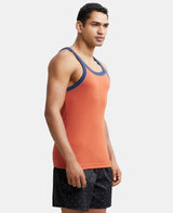 Super Combed Cotton Rib Square Neck Gym Vest with Graphic Print #US54