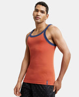 Super Combed Cotton Rib Square Neck Gym Vest with Graphic Print #US54