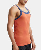 Super Combed Cotton Rib Square Neck Gym Vest with Graphic Print #US54